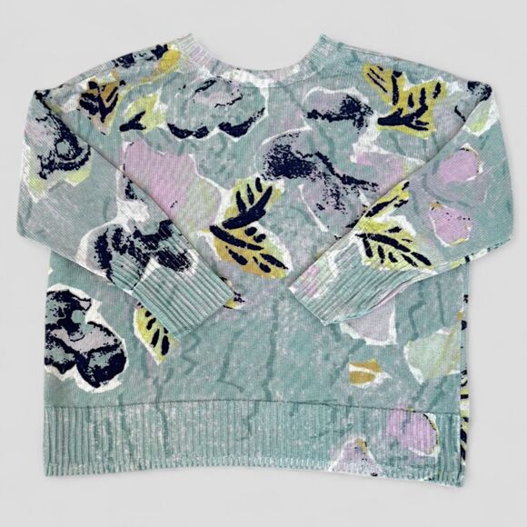 Nic + Zoe Women's Greenhouse Garden Sweater Blue Cotton V-Neck Size XL - Picture 3 of 11